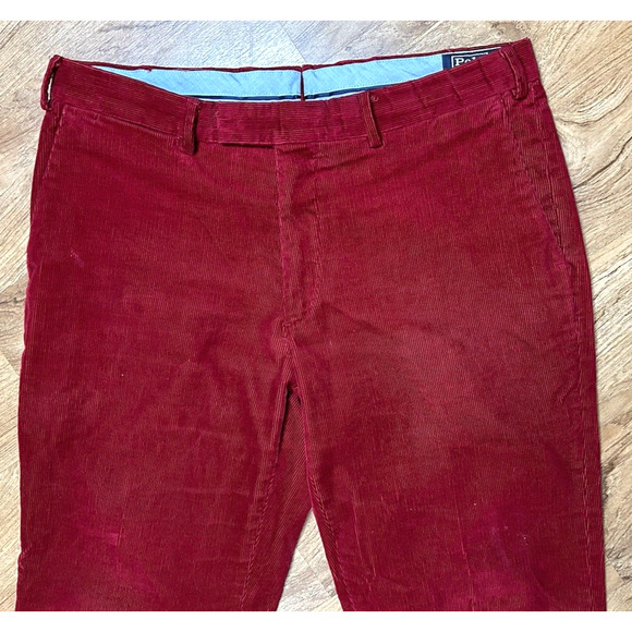 Vtg Polo Ralph Lauren Red Corduroy Pants Men’s 36x30 - Picture 2 of 8